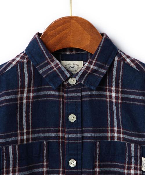 green label relaxing（グリーンレーベルリラクシング）の「インディゴ チェック シャツ◆（シャツ/ブラウス・キッズ・コバルトブルー/ネイビー・105/115/135/125）」の6枚目の写真