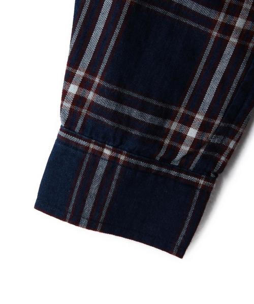 green label relaxing（グリーンレーベルリラクシング）の「インディゴ チェック シャツ◆（シャツ/ブラウス・キッズ・コバルトブルー/ネイビー・105/115/135/125）」の7枚目の写真