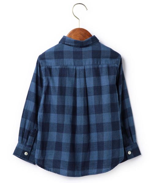green label relaxing（グリーンレーベルリラクシング）の「インディゴ チェック シャツ◆（シャツ/ブラウス・キッズ・コバルトブルー/ネイビー・105/115/135/125）」の3枚目の写真