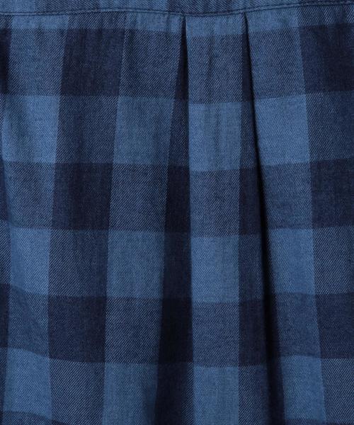 green label relaxing（グリーンレーベルリラクシング）の「インディゴ チェック シャツ◆（シャツ/ブラウス・キッズ・コバルトブルー/ネイビー・105/115/135/125）」の4枚目の写真