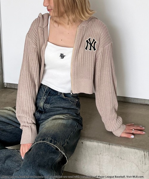 BACK TO THE FIELD（バック トゥー ザ フィールド）の「【MLB】エルボーパッチスプリングニットロゴパーカー（パーカー・レディース・カーキ/ベージュ/ブラック・FREE）」の9枚目の写真