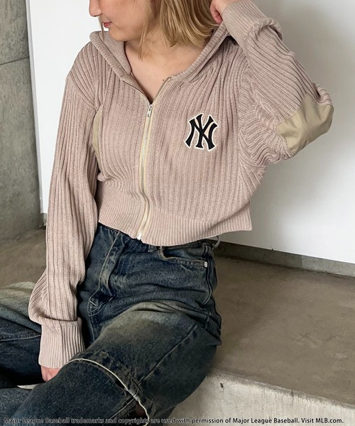 BACK TO THE FIELD（バック トゥー ザ フィールド）の「【MLB】エルボーパッチスプリングニットロゴパーカー（パーカー・レディース・カーキ/ベージュ/ブラック・FREE）」の6枚目の写真