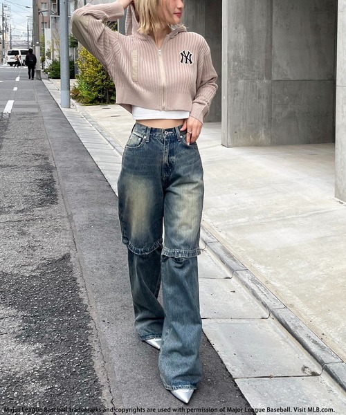 BACK TO THE FIELD（バック トゥー ザ フィールド）の「【MLB】エルボーパッチスプリングニットロゴパーカー（パーカー・レディース・カーキ/ベージュ/ブラック・FREE）」の7枚目の写真