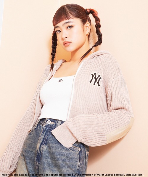 BACK TO THE FIELD（バック トゥー ザ フィールド）の「【MLB】エルボーパッチスプリングニットロゴパーカー（パーカー・レディース・カーキ/ベージュ/ブラック・FREE）」の4枚目の写真