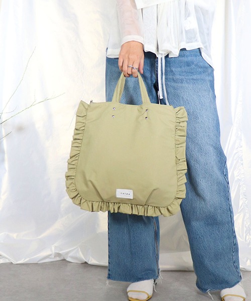 COLDE (コルデ)の「【COLDE】フリルデザイン2WAYトートバッグ ショルダーバッグ 3241-505-1(ショルダーバッグ・レディース・オリーブ/アイボリー/ブラック・FREE)」の2枚目の写真