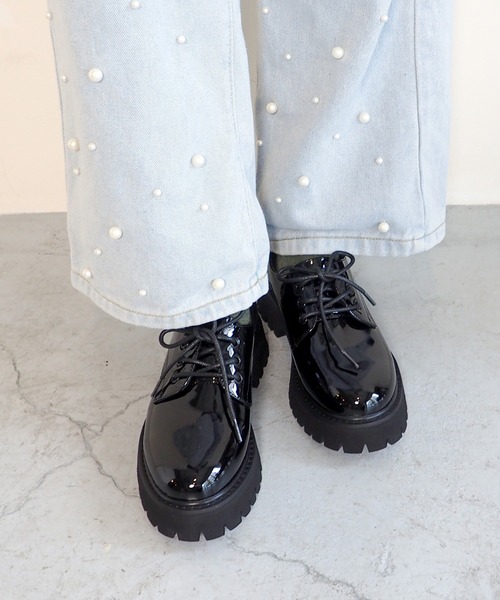 byあしながおじさん（バイアシナガオジサン）の「晴雨兼用│レースアップシューズ　8710575（レインシューズ・レディース・ピンクベージュ/クリアブラック・LL/S/M/L）」の22枚目の写真