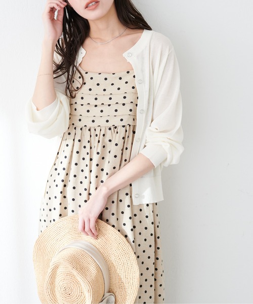 natural couture(ナチュラルクチュール)の「ラメシアークルーネックカーディガン(カーディガン/ボレロ・レディース・ブルー/オフホワイト/ブラック/ライトグレー/ラベンダー・FREE)」の8枚目の写真
