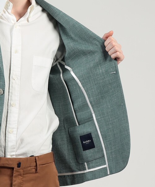 BARBA(バルバ)の「BARBA EASY J1ウールシルクリネン シングルブレステッド2Bジャケット(テーラードジャケット・メンズ・グリーン/ネイビー/オレンジ・50/48/46)」の8枚目の写真