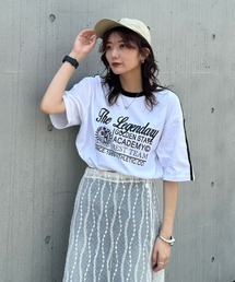 LVEU. | 【LVEU.】フロントロゴオーバーTシャツ(Yurina select) / トップス カットソー Tシャツ 半袖 プリント プリントT オーバー ブラック ホワイト(Tシャツ/カットソー)