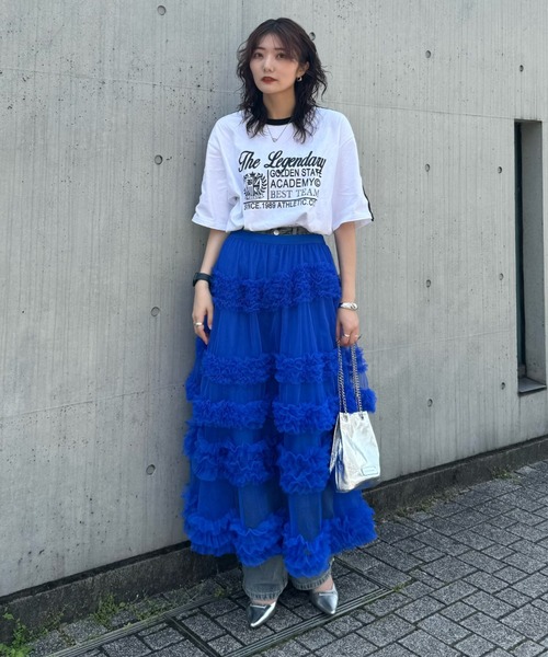 LVEU.(ラブユ.)の「【LVEU.】フロントロゴオーバーTシャツ / トップス カットソー Tシャツ 半袖 プリント プリントT オーバー ブラック ホワイト(Tシャツ/カットソー・レディース・ホワイト/ブラック・FREE)」の13枚目の写真