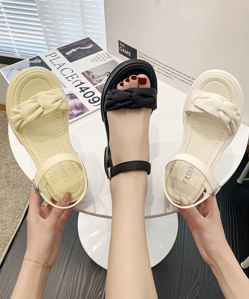 Miniministore(ミニミニストア)の「厚底サンダル レディース 韓国風 美脚(サンダル・レディース・ブラック/アイボリー/ベージュ・22.5cm/23.0cm/23.5cm/24.0cm/24.5cm/25.0cm)」の4枚目の写真
