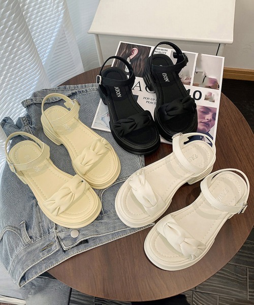 Miniministore(ミニミニストア)の「厚底サンダル レディース 韓国風 美脚(サンダル・レディース・ブラック/アイボリー/ベージュ・22.5cm/23.0cm/23.5cm/24.0cm/24.5cm/25.0cm)」の5枚目の写真