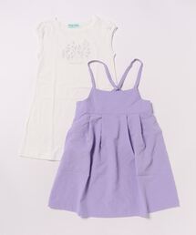 HAKKA KIDS | シャーリングチェックキャミワンピ＆ロングチュニックセット(チュニック)