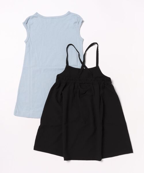 HAKKA KIDS(ハッカキッズ)の「シャーリングチェックキャミワンピ&ロングチュニックセット(チュニック・キッズ・パープル/ブラック・130cm/120cm)」の3枚目の写真