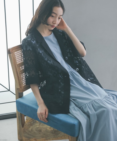 somari imagination(ソマリ イマジネーション)の「『レース×リネン混シアージャケット』(シャツ/ブラウス・レディース・ブラック/ナチュラル・2/1)」の2枚目の写真