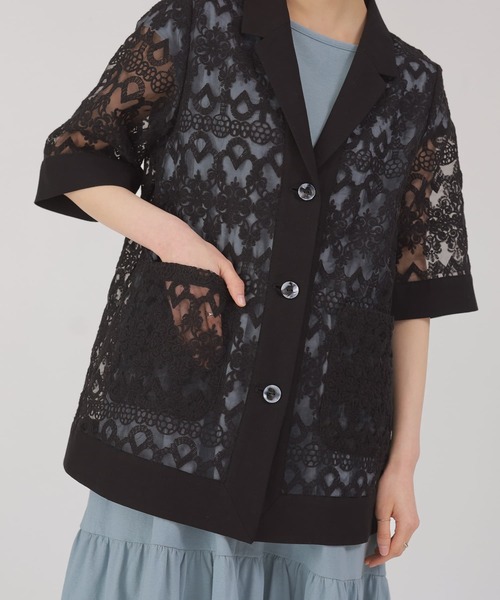 somari imagination(ソマリ イマジネーション)の「『レース×リネン混シアージャケット』(シャツ/ブラウス・レディース・ブラック/ナチュラル・2/1)」の9枚目の写真