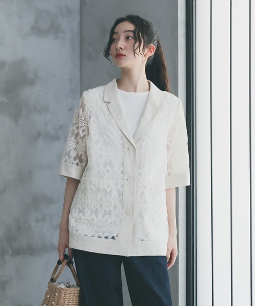 somari imagination(ソマリ イマジネーション)の「『レース×リネン混シアージャケット』(シャツ/ブラウス・レディース・ブラック/ナチュラル・2/1)」の22枚目の写真