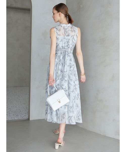 MERCURYDUO 花柄バックレースアップフレアワンピース マーキュリーデュオ MERCURYDUO 花柄バックレースアップフレア