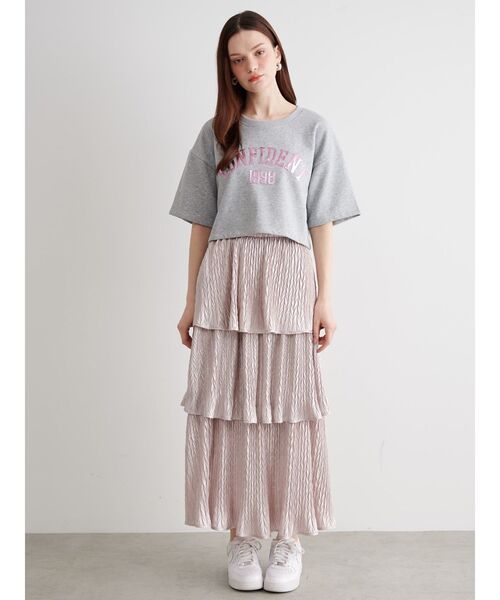 tシャツ メタリックロゴスウェットトップス「セットアップ対応」 レディース セール】メタリックロゴスウェットトップス【セットアップ対応