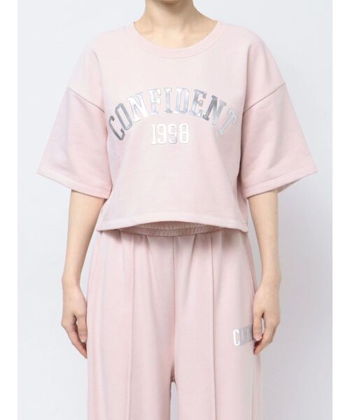 tシャツ メタリックロゴスウェットトップス「セットアップ対応」 レディース セール】メタリックロゴスウェットトップス【セットアップ対応