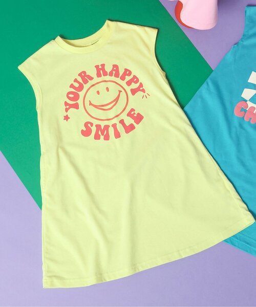 BREEZE(ブリーズ)の「【20周年・リンク】HAPPY FO SMILE ワンピース(ワンピース・キッズ・ライム/ピンク/ターコイズブルー・140/130/120/110/100/90/80)」の2枚目の写真