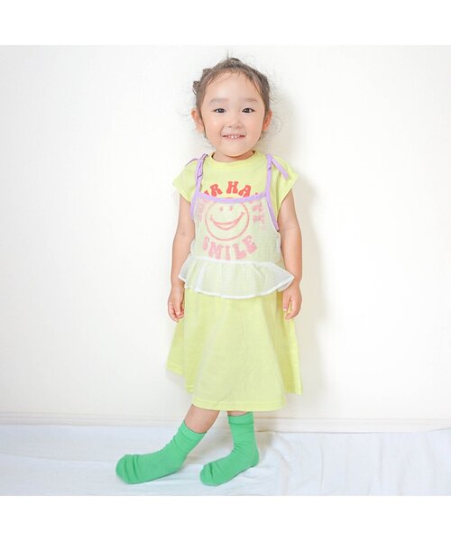 BREEZE(ブリーズ)の「【20周年・リンク】HAPPY FO SMILE ワンピース(ワンピース・キッズ・ライム/ピンク/ターコイズブルー・140/130/120/110/100/90/80)」の5枚目の写真