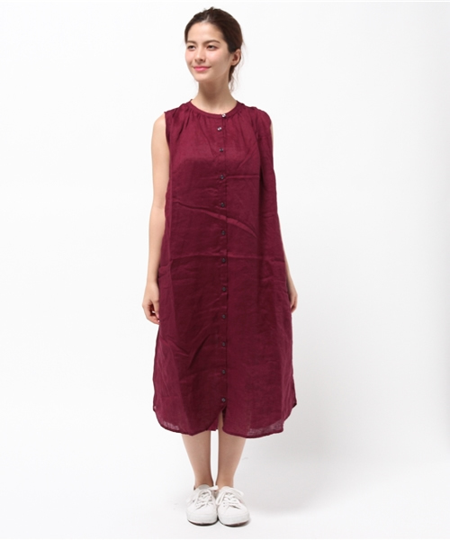 LBC(エルビーシー)の「リネンギャザーワンピース(ワンピース・レディース・グリーン/Red/アッシュグレー・LARGE/MEDIUM)」の1枚目の写真