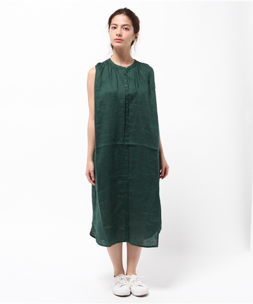 LBC(エルビーシー)の「リネンギャザーワンピース(ワンピース・レディース・グリーン/Red/アッシュグレー・LARGE/MEDIUM)」の3枚目の写真