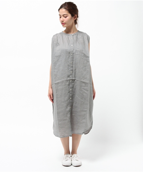 LBC(エルビーシー)の「リネンギャザーワンピース(ワンピース・レディース・グリーン/Red/アッシュグレー・LARGE/MEDIUM)」の2枚目の写真