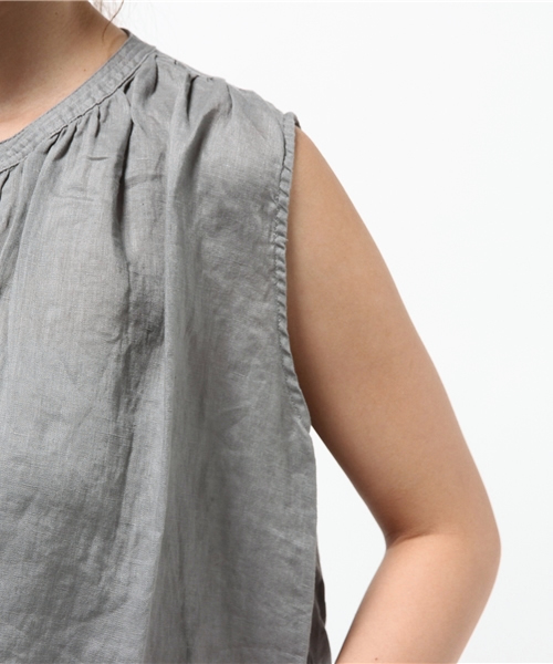 LBC(エルビーシー)の「リネンギャザーワンピース(ワンピース・レディース・グリーン/Red/アッシュグレー・LARGE/MEDIUM)」の7枚目の写真