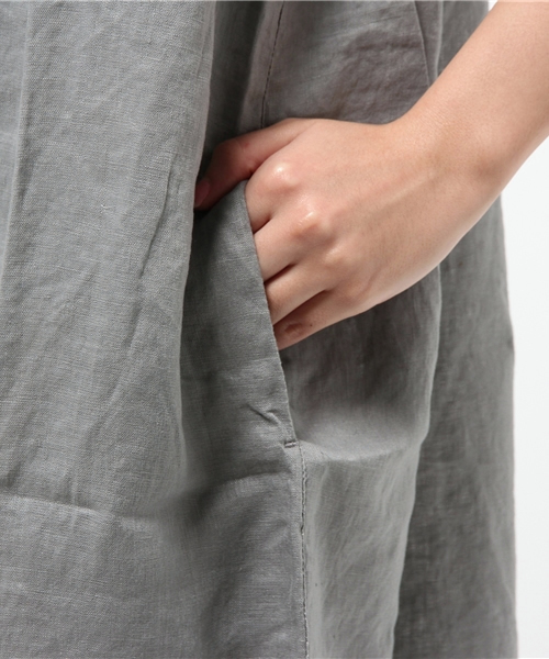 LBC(エルビーシー)の「リネンギャザーワンピース(ワンピース・レディース・グリーン/Red/アッシュグレー・LARGE/MEDIUM)」の8枚目の写真