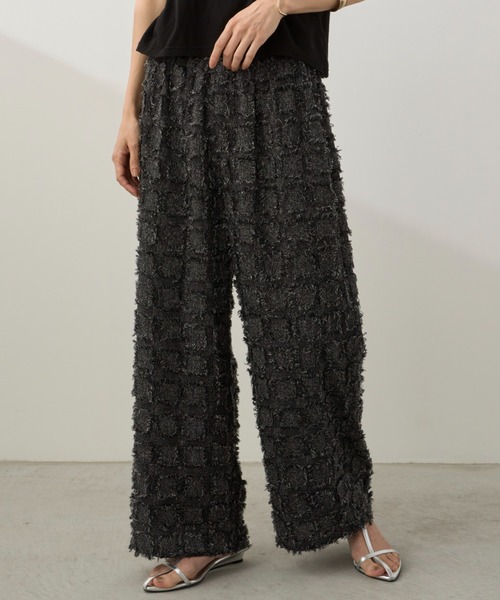 Libra Cue（リブラ キュー）の「フリンジストレートイージーパンツ（その他パンツ・レディース・マルチ/アイボリー/ブラック/グレー・FREE）」の3枚目の写真