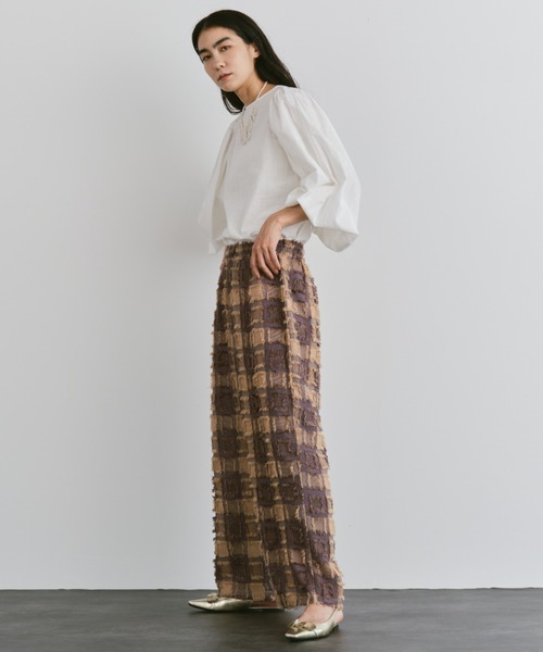 Libra Cue（リブラ キュー）の「フリンジストレートイージーパンツ（その他パンツ・レディース・マルチ/アイボリー/ブラック/グレー・FREE）」の6枚目の写真