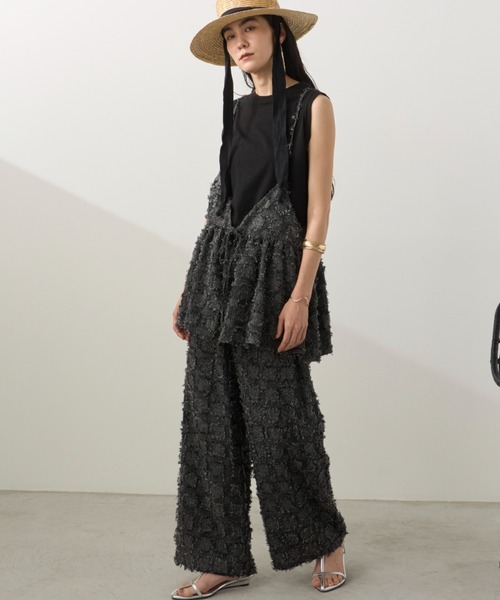 Libra Cue（リブラ キュー）の「フリンジストレートイージーパンツ（その他パンツ・レディース・マルチ/アイボリー/ブラック/グレー・FREE）」の16枚目の写真