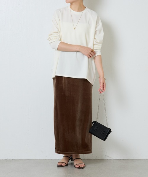 COLLAGE GALLARDAGALANTE（コラージュガリャルダガランテ）の「裾ラウンド切り替えロンＴ（Tシャツ/カットソー・レディース・ホワイト/チャコールグレー・FREE）」の10枚目の写真