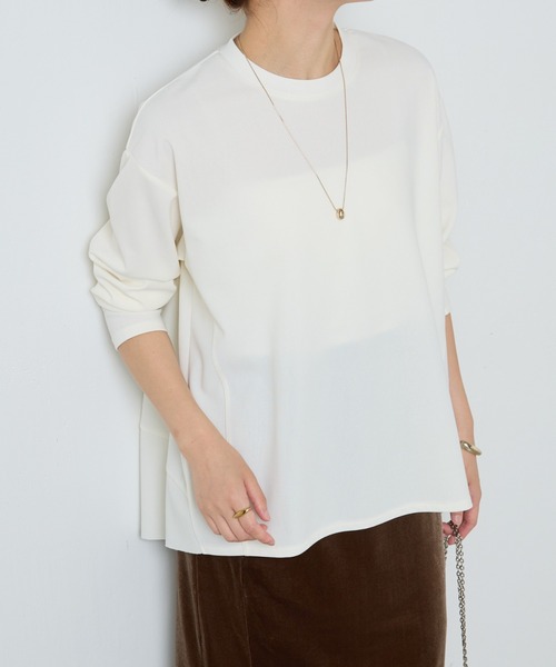 COLLAGE GALLARDAGALANTE（コラージュガリャルダガランテ）の「裾ラウンド切り替えロンＴ（Tシャツ/カットソー・レディース・ホワイト/チャコールグレー・FREE）」の8枚目の写真