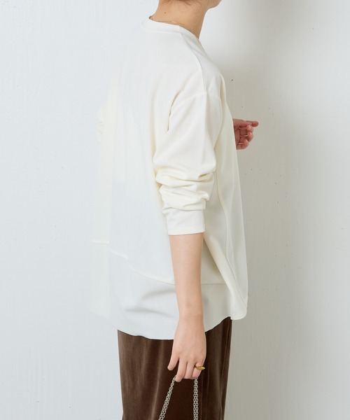 COLLAGE GALLARDAGALANTE（コラージュガリャルダガランテ）の「裾ラウンド切り替えロンＴ（Tシャツ/カットソー・レディース・ホワイト/チャコールグレー・FREE）」の7枚目の写真