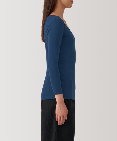 無印良品（ムジルシリョウヒン）の「（綿１００％）婦人　あったか綿　Ｕネック八分袖Ｔシャツ（インナーウェア/肌着・レディース・ブラック/ライトベージュ/ブラウン系/オフホワイト/ライトイエロー/ライトグリーン/ブラウン/ネイビー・S/M/L/XL）」の12枚目の写真