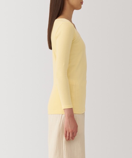 無印良品（ムジルシリョウヒン）の「（綿１００％）婦人　あったか綿　Ｕネック八分袖Ｔシャツ（インナーウェア/肌着・レディース・ブラック/ライトベージュ/ブラウン系/オフホワイト/ライトイエロー/ライトグリーン/ブラウン/ネイビー・S/M/L/XL）」の18枚目の写真