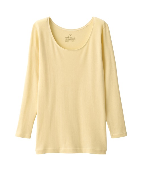 無印良品（ムジルシリョウヒン）の「（綿１００％）婦人　あったか綿　Ｕネック八分袖Ｔシャツ（インナーウェア/肌着・レディース・ブラック/ライトベージュ/ブラウン系/オフホワイト/ライトイエロー/ライトグリーン/ブラウン/ネイビー・S/M/L/XL）」の21枚目の写真