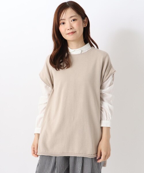 one'sterrace(ワンズテラス)の「綿ニットワイドベスト(ベスト・レディース・アイボリー系8/グレー系その他7/ベージュ系9/ブラック系8・02)」の4枚目の写真