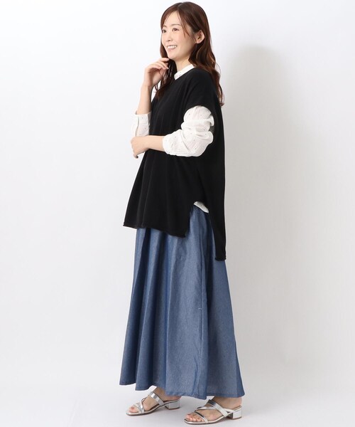 one'sterrace(ワンズテラス)の「綿ニットワイドベスト(ベスト・レディース・アイボリー系8/グレー系その他7/ベージュ系9/ブラック系8・02)」の7枚目の写真