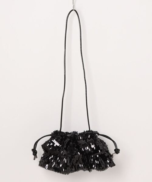 Casselini(キャセリーニ)の「フリルスパンコール巾着BAG(クラッチバッグ・レディース・ブラック/ブラウン・ONE SIZE)」の10枚目の写真