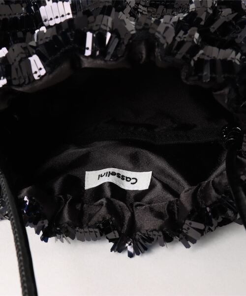 Casselini(キャセリーニ)の「フリルスパンコール巾着BAG(クラッチバッグ・レディース・ブラック/ブラウン・ONE SIZE)」の13枚目の写真