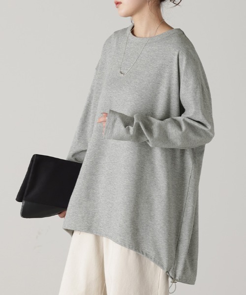HUG.U(ハグユー)の「ドロスト付きロンT(Tシャツ/カットソー・レディース・ホワイト/レッド/グリーン/ブラック/カーキ/グレー・FREE)」の20枚目の写真