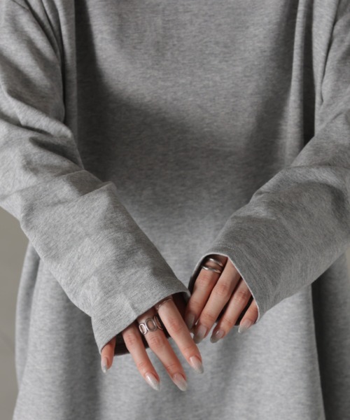 HUG.U(ハグユー)の「ドロスト付きロンT(Tシャツ/カットソー・レディース・ホワイト/レッド/グリーン/ブラック/カーキ/グレー・FREE)」の8枚目の写真