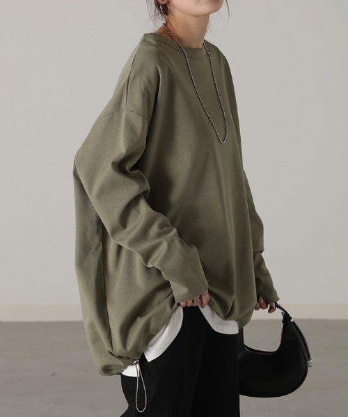 HUG.U(ハグユー)の「ドロスト付きロンT(Tシャツ/カットソー・レディース・ホワイト/レッド/グリーン/ブラック/カーキ/グレー・FREE)」の18枚目の写真