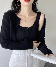 NANEA(ナネア)のケーブル編みニットキャミソール/カーディガン(アンサンブル)