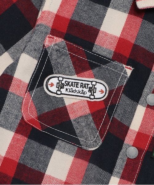 kladskap（クレードスコープ）の「【人気商品再入荷】【直営店で取り扱い無し】恐竜チェック長袖シャツ（シャツ/ブラウス・キッズ・グリーン/レッド・110cm/100cm/90cm/120cm）」の7枚目の写真