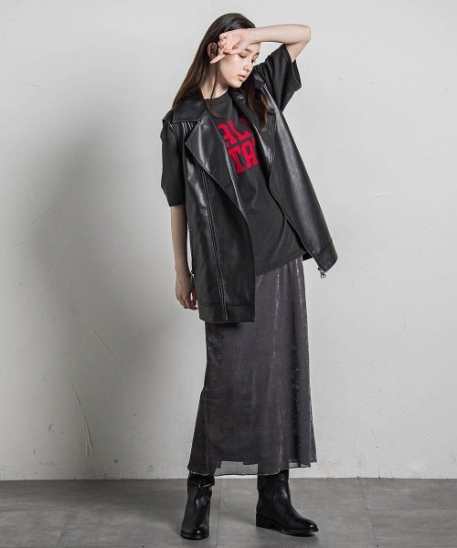MAYSON GREY（メイソングレイ）の「シアーベロアナロースカート≪手洗い可能≫（スカート・レディース・イエロー/チャコールグレー・M）」の16枚目の写真